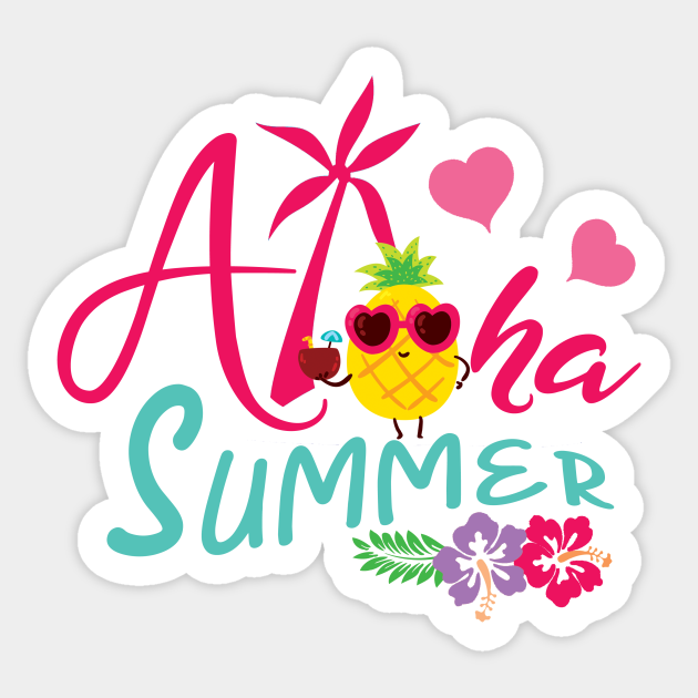 aloha summer Pineapple Aloha Summer Colorful Designs Sticker